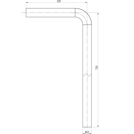 DutchLine - Luxe vloerbuis 32mm – Geborsteld koper