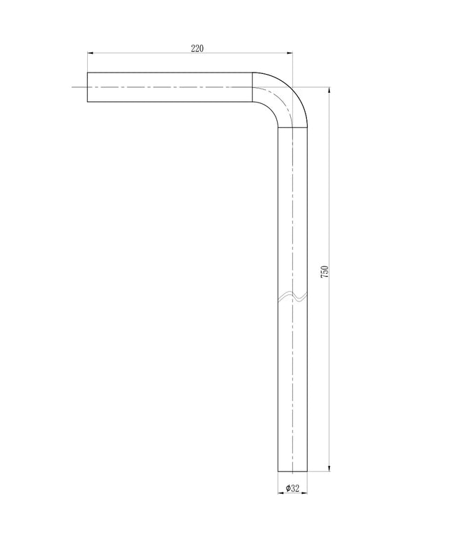 DutchLine - Luxe vloerbuis 32mm – Geborsteld koper