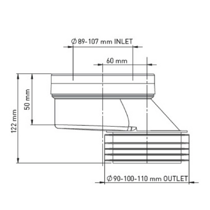 ALONI WC afvoermanchet – Excentrisch – 6 cm
