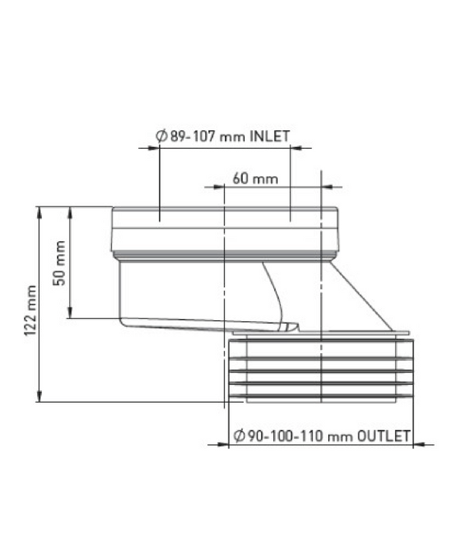 ALONI WC afvoermanchet – Excentrisch – 6 cm