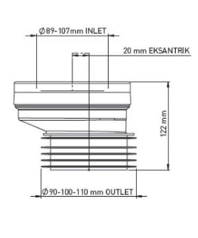 ALONI WC afvoermanchet – Excentrisch – 2 cm