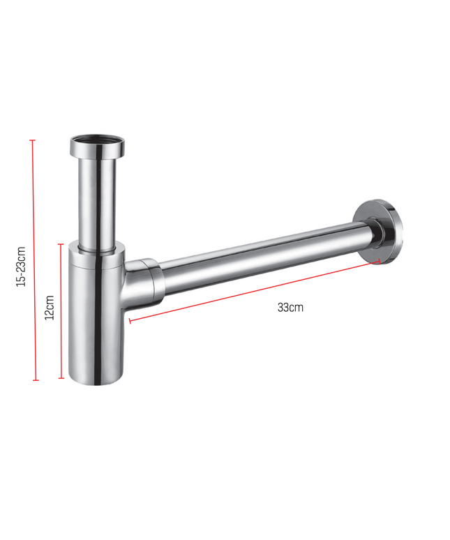 ALONI design wastafelsifon 5/4 – 33 cm – Gunmetal grijs (PVD)