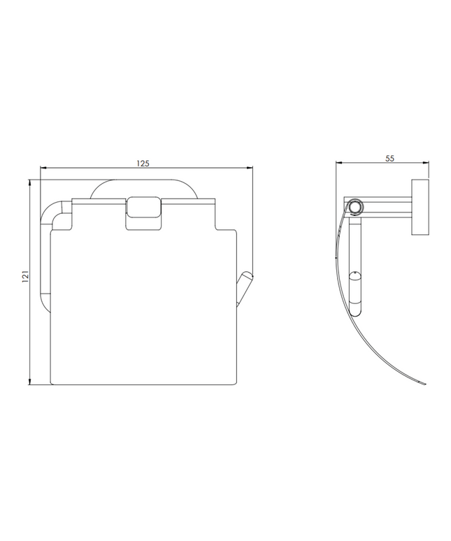 Maattekening Creavit wc-papier rolhouder – zwart