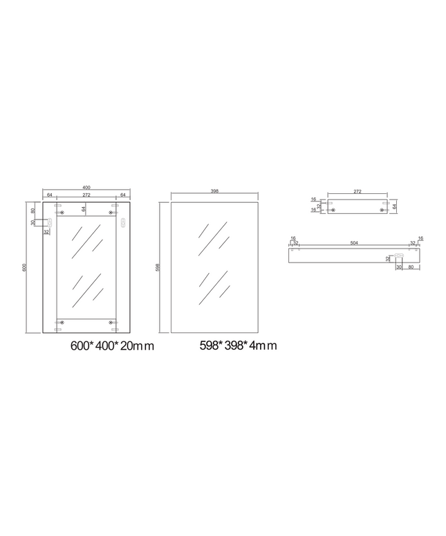 Maattekening ALONI MKADO toiletspeigel – met lijst – 40x60x1,9 cm – Wit marmer