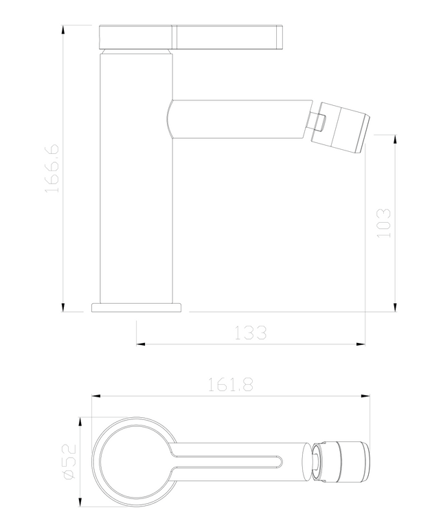 Maattekening ALONI Arch bidetmengkraan – chroom