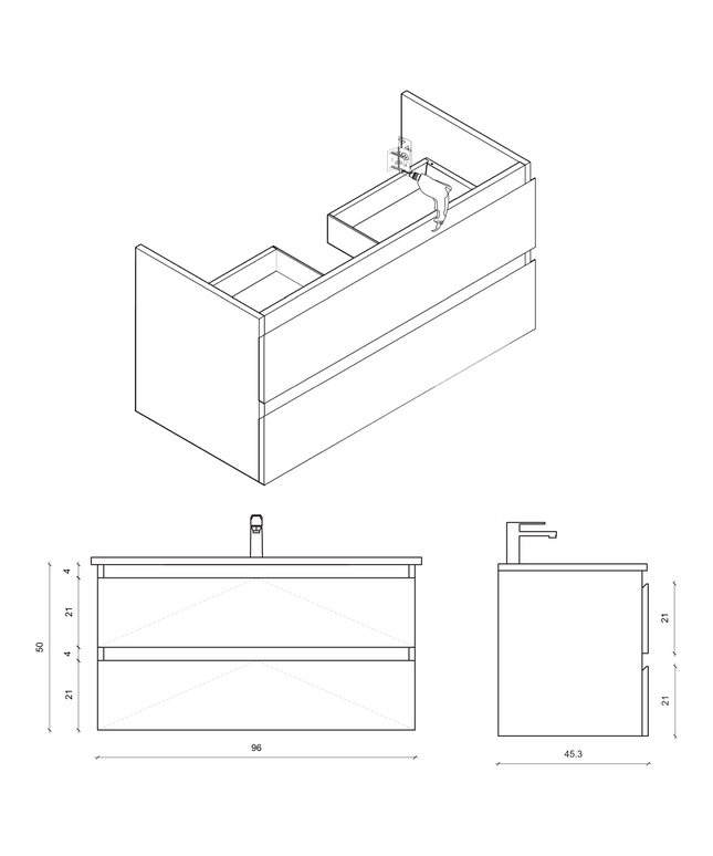 Plan coté meuble sous vasque ALONI SALLY – 100 cm – Gris mat