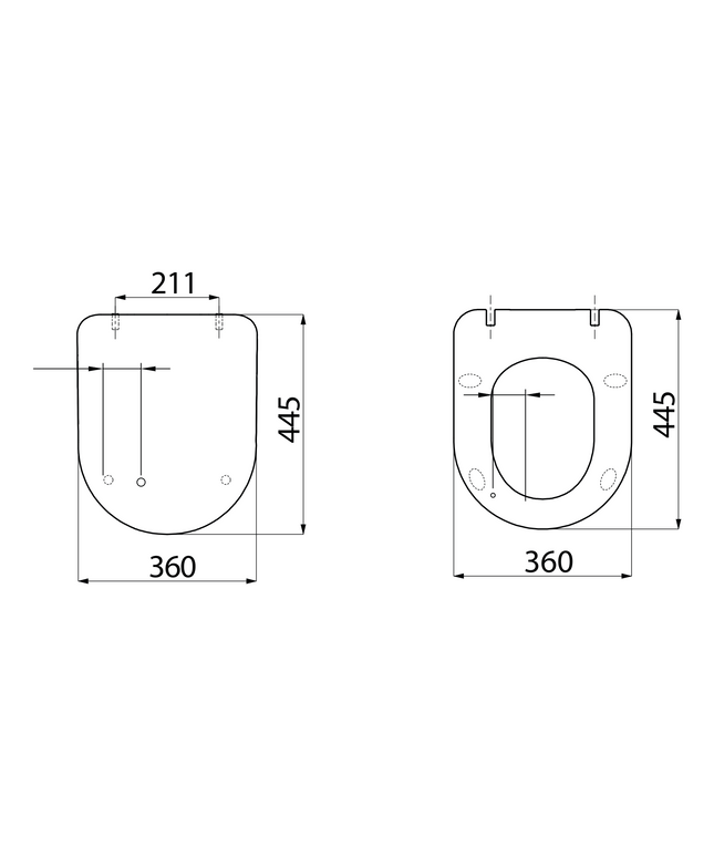 Maattekening Creavit wc-zitting Duroplast – softclose & quick release – inox scharnieren – koelgrijs