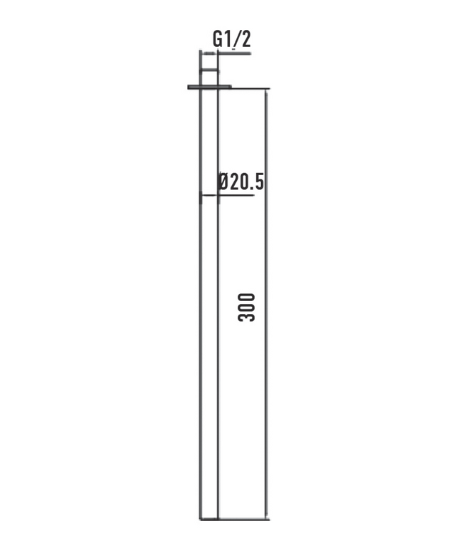 Maattekening Aloni rainshower plafondarm – 30 cm – mat zwart