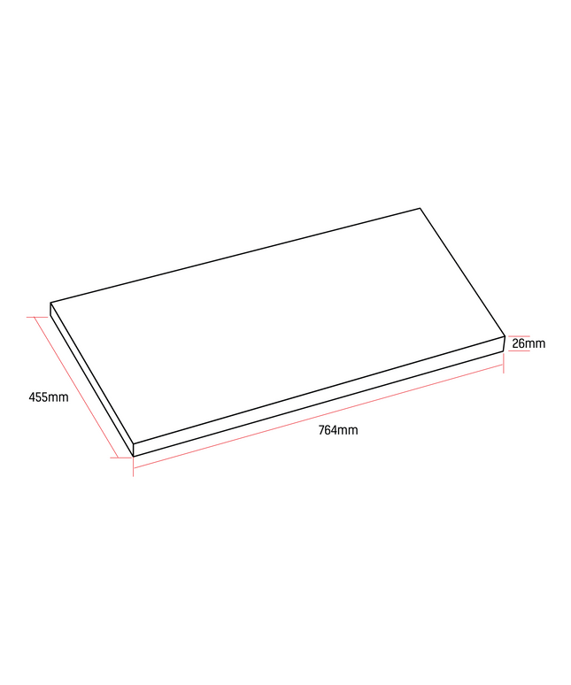 Maattekening ALONI Wastafelblad MDF – 76 cm – Eiken
