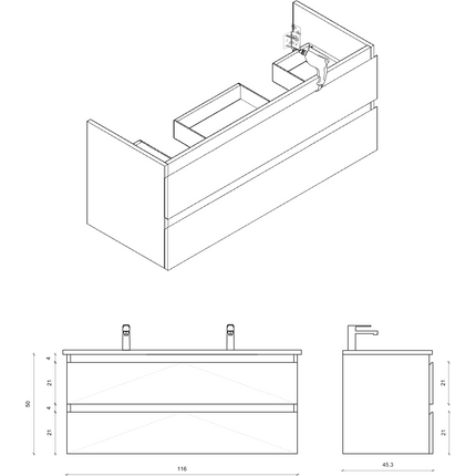 Plan coté meuble sous vasque ALONI SALLY – 120 cm – Blanc mat