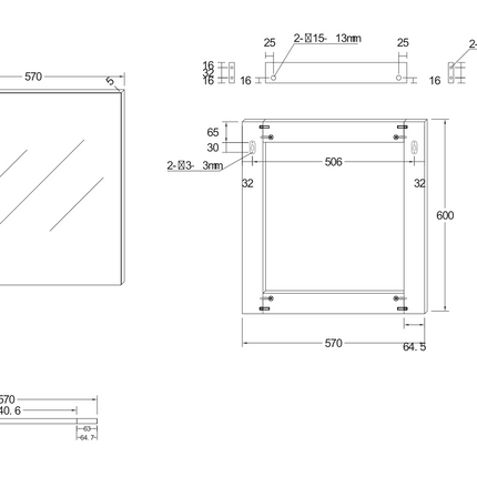 Plan côté miroir ALONI HAYAT – 57x60 cm – Chêne