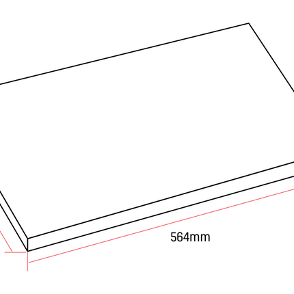 Maattekening ALONI Sally XL Wastafelblad - 564x25x455mm - Zand mat