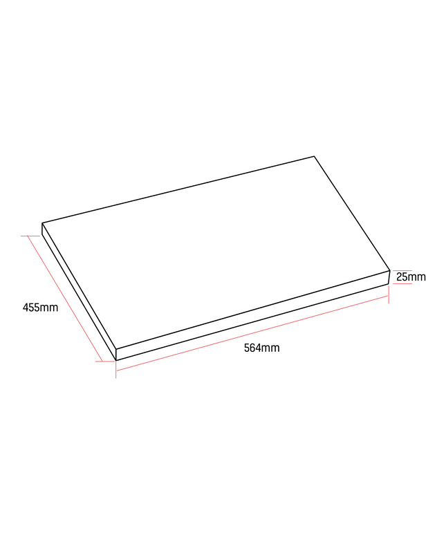 Maattekening ALONI Sally XL Wastafelblad - 564x25x455mm - Zand mat