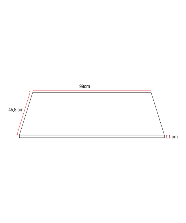 Maattekening ALONI Solid Surface Wastafelblad – 100 cm – Wit