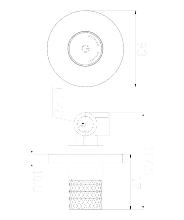 Maattekening ALONI Flow afbouwdeel voor inbouwstopkraan – koud en warm water – chroom