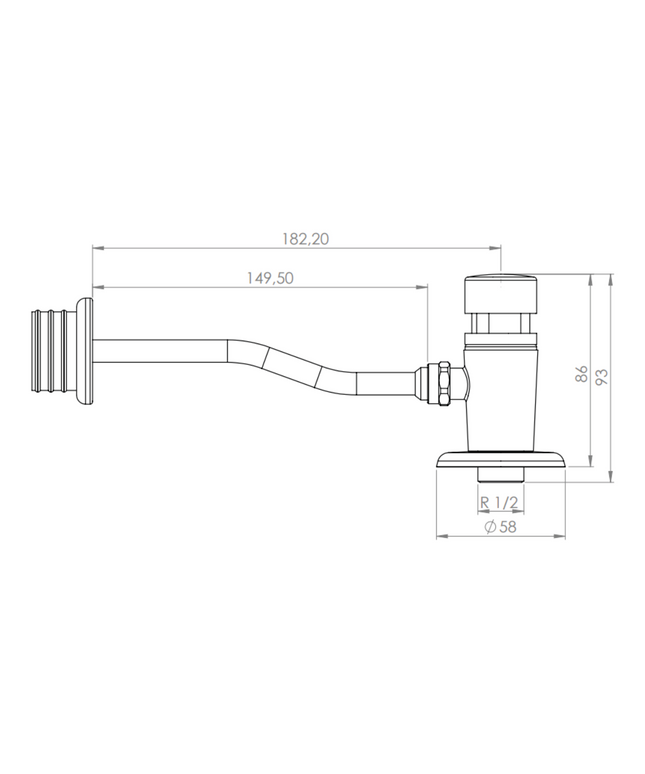 Maattekening Creavit urinoirspoeling – chroom