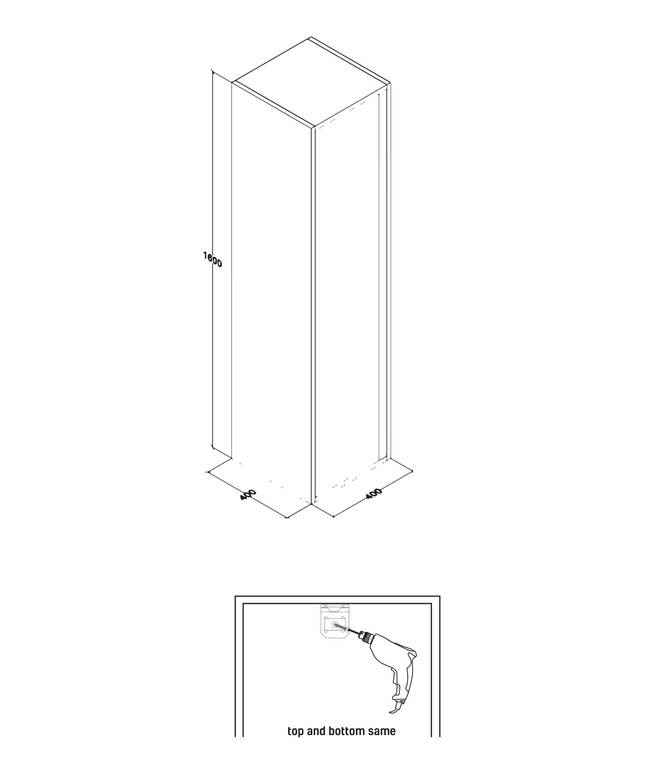 Maattekening ALONI Sally XL Kolomkast - 40x160x40cm - Zand