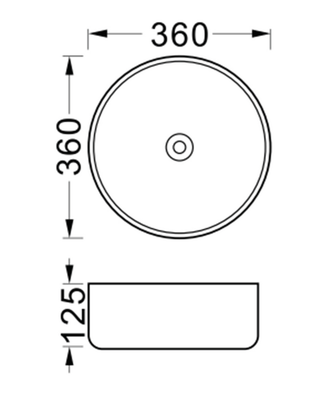 Maattekening ALONI Fira Waskom – 36x12,5 cm – Glanzend Wit – Inclusief Click Waste