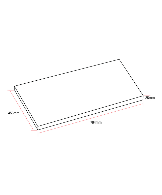 Maattekening ALONI Sally XL Wastafelblad - 764x25x455mm - Zand