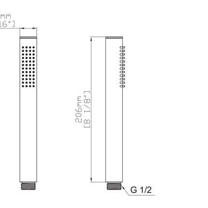 Maattekening UNIFORMA Handdouche Rond - 1 Stand - Ø24mm - Geborsteld Goud