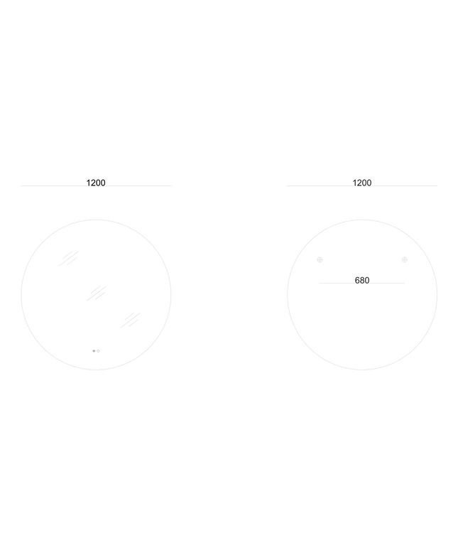 Maattekening ALONI OMEGA RONDE LED-SPIEGEL MET VERWARMING (Ø120CM)
