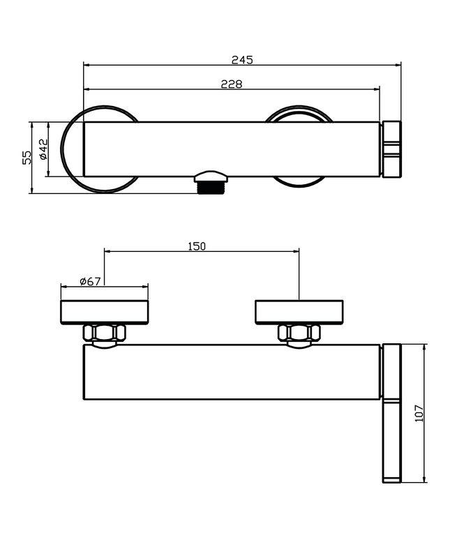 Maattekening ALONI Arch douchemengkraan – chroom