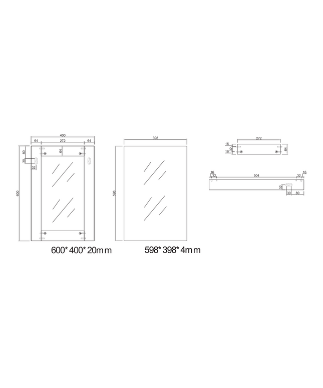 Maattekening ALONI MIKARO toiletspeigel – met lijst – 40x60x1,9 cm – Zwart eiken