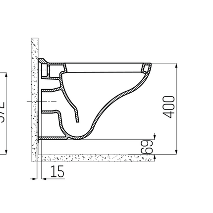 Maattekening Creavit hangtoilet / ophang WC – wit – antibacterieel keramiek