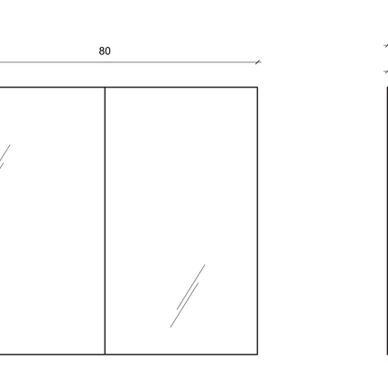 Plan coté armoire de toilette ALONI SALLY – 2 portes – 80x70 cm – Aluminium