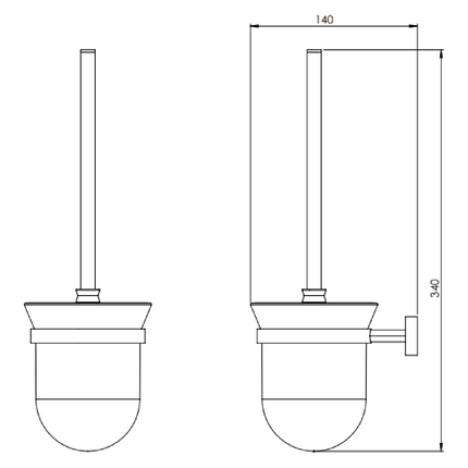 Maattekening Aloni WC-borstelhouder – zwart