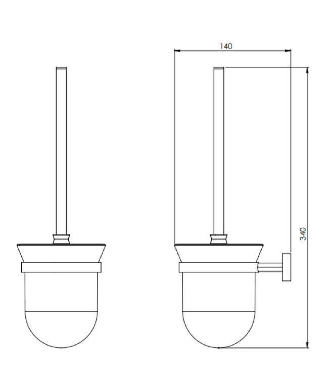 Maattekening Aloni WC-borstelhouder – zwart