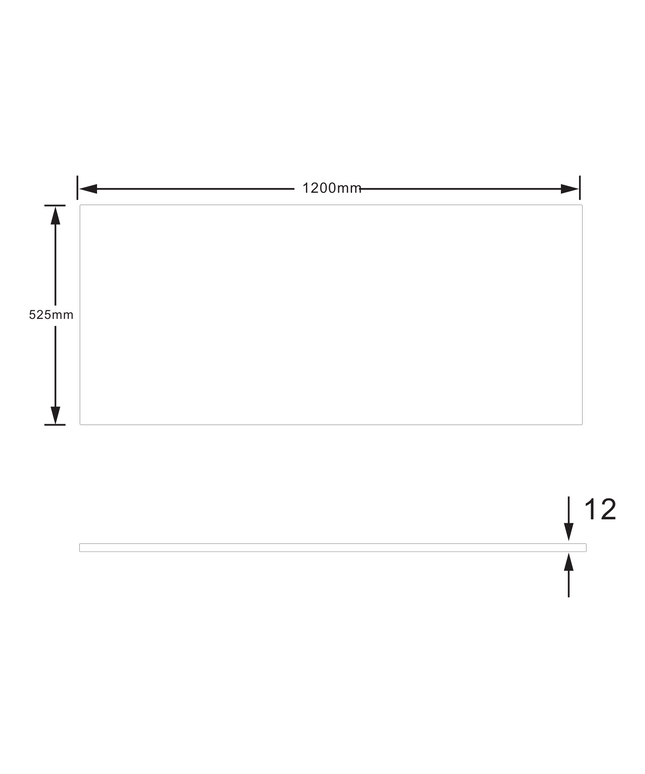 Maattekening ALONI Wonda Wastafelblad – 120 cm – Kunstmarmer – Mat Wit