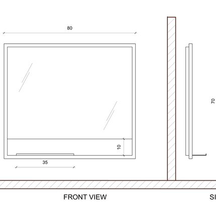Plan coté ALONI SHARP miroir de salle de bain – 80 cm
