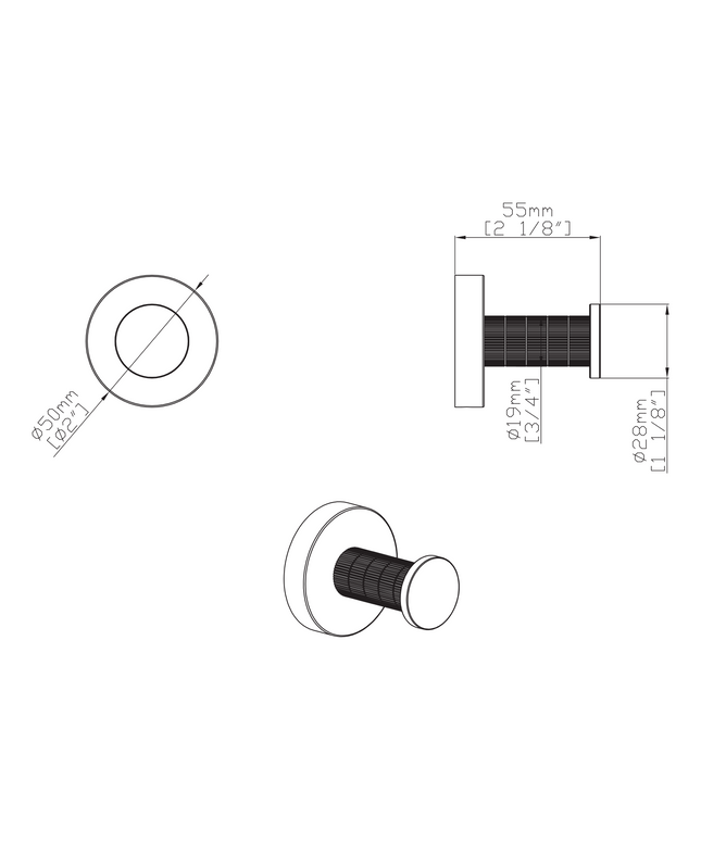 Maattekening Aloni Stria haak – bruin brons (PVD) – met ribbelstructuur