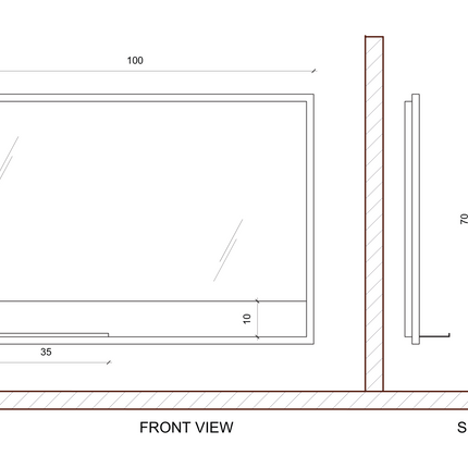 Plan coté ALONI SHARP miroir de salle de bain – 100 cm