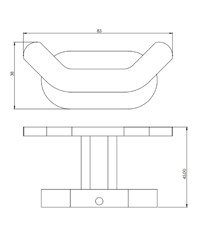 Maattekening Creavit dubbele muurhaak – chroom
