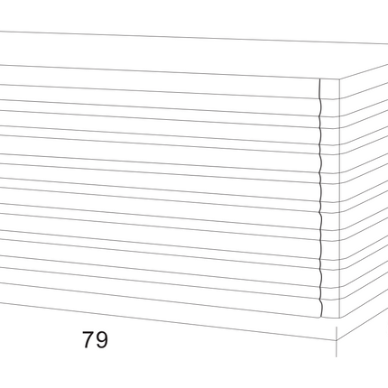 Maattekening KAMELLIA wastafelonderkast – 79x40x52 cm – Licht walnoten – Greeploos & softclose