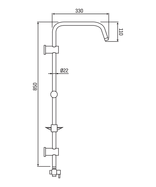 Maattekening ALONI regendouche New Tondo – rond design – chroom