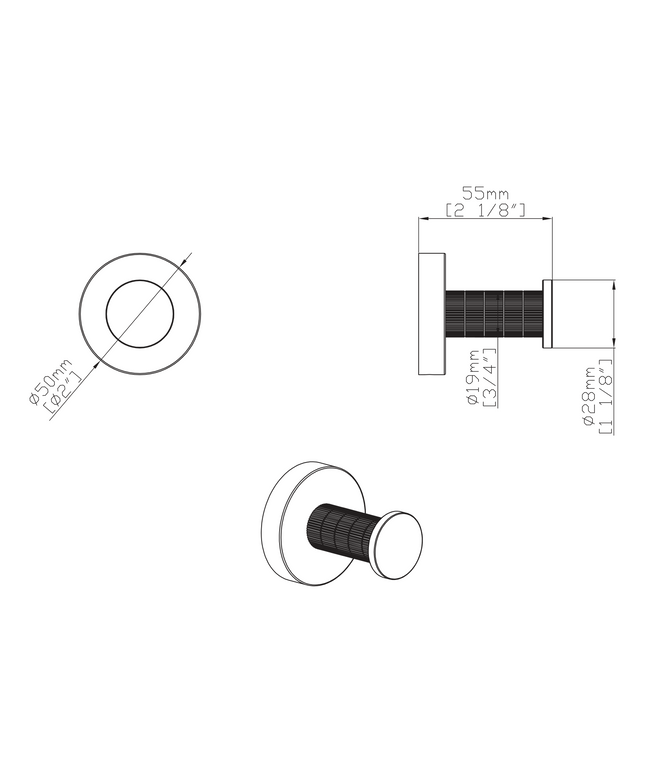 Maattekening Aloni Stria haak – geborsteld goud (PVD)