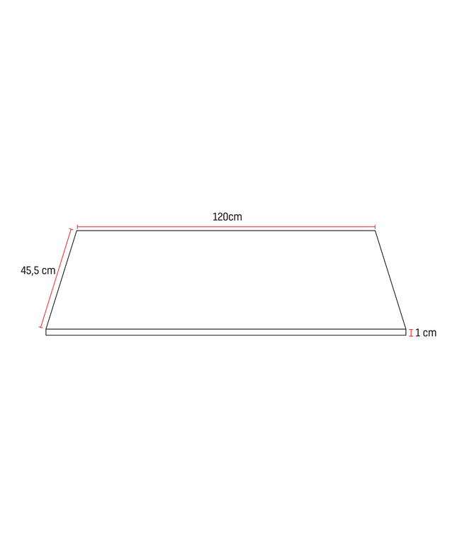 Maattekening ALONI Solid Surface Wastafelblad – 120 cm – Wit