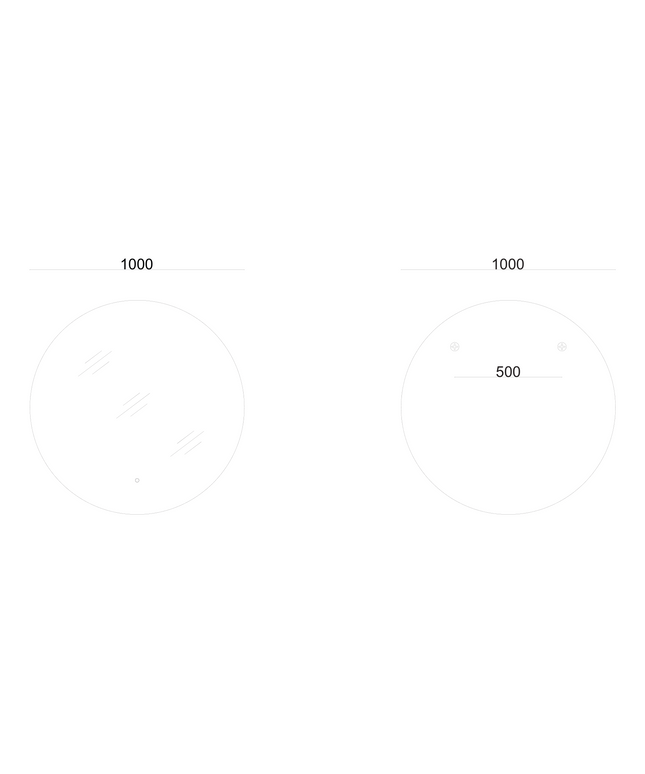 Maattekening ALONI OMEGA RONDE LED-SPIEGEL MET VERWARMING (Ø100CM)