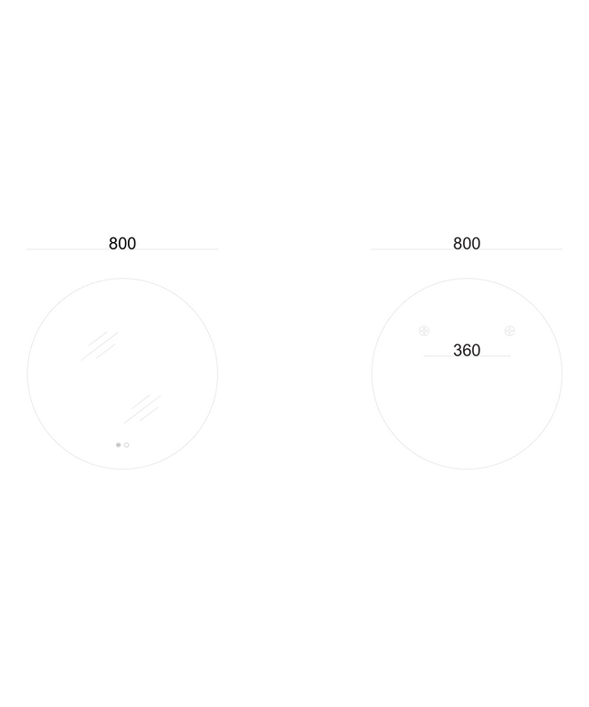 Maattekening ALONI OMEGA RONDE LED-SPIEGEL MET VERWARMING (Ø80CM)
