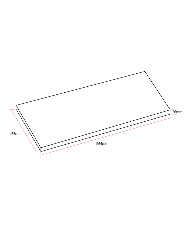 Maattekening ALONI Wastafelblad MDF – 96 cm – Mat Grijs