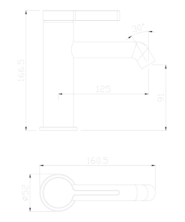 Maattekening ALONI Arch wastafelkraan – Chroom