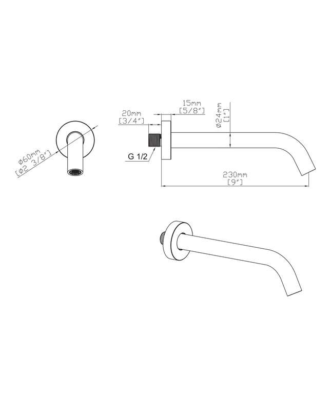 Maattekening UNIFORMA Baduitloop inkortbaar - 230mm - Geborsteld bruin brons