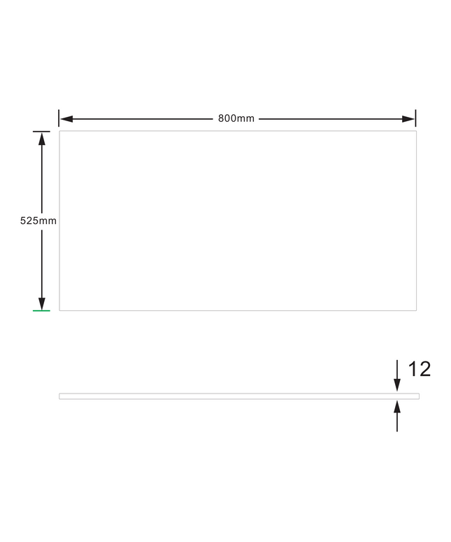 Maattekening ALONI Wonda Wastafelblad – 80 cm – Kunstmarmer – Mat Wit