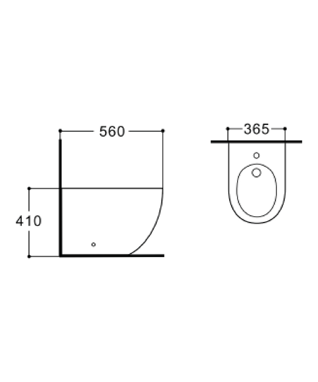 Maattekening ALONI Dorna bidet – vloermodel – glanzend wit