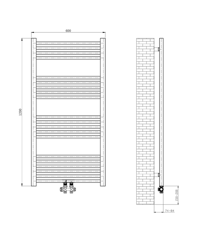 BELRAD Thermostatische Radiatorkraan – Muur- en Vloeraansluiting – 1/2MX16/2 M30 – Geborsteld Koper